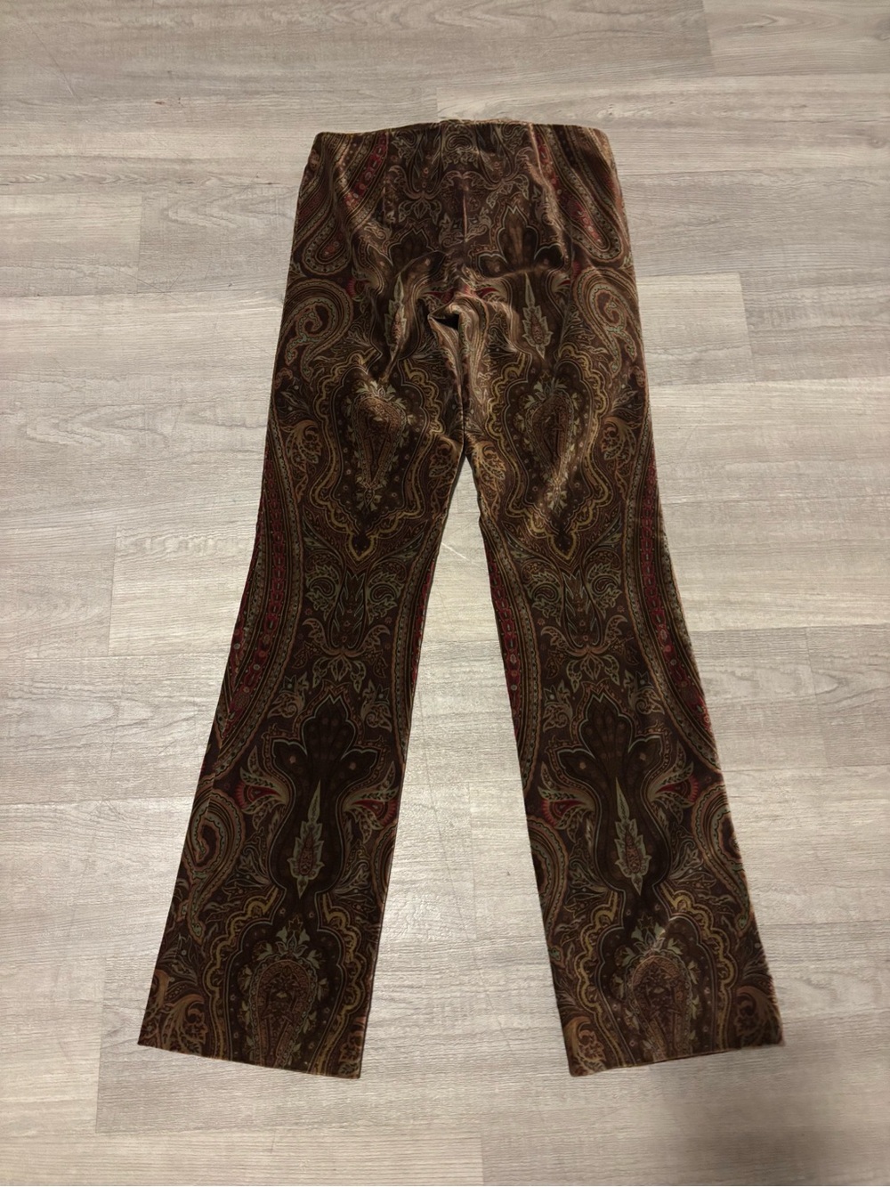 VTG Ralph Lauren Pants Womens Sz 8 Brown Paisley Velvet Straight Leg  boho 70’s - Picture 2 of 6
